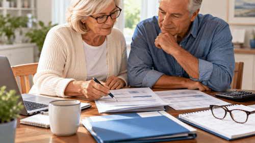 Senior Couple Reviewing Medicare Docs Together